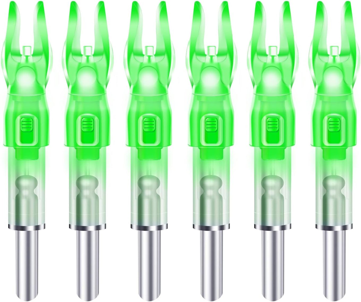 Skiennix Lighted Nocks for Arrows - Bowstring Activation | 6 Pack Compatible with .166/G, .204/X, .233/H, .244/S, .246/GT