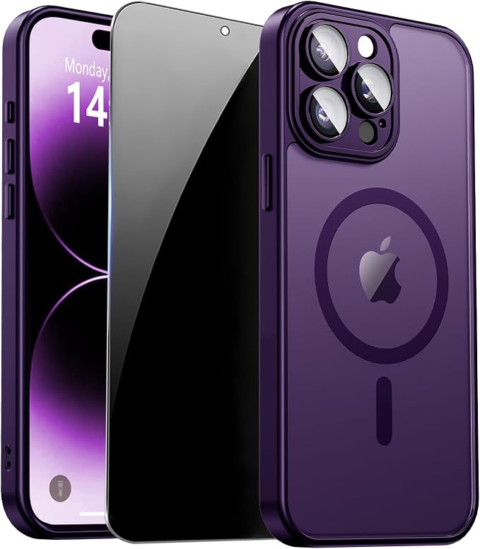 for iPhone 14 Pro Case with Privacy Screen Protector and Camera Protection