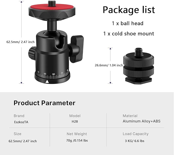 Universal 1/4" Swivel Mini Ball Head Screw Tripod Mount