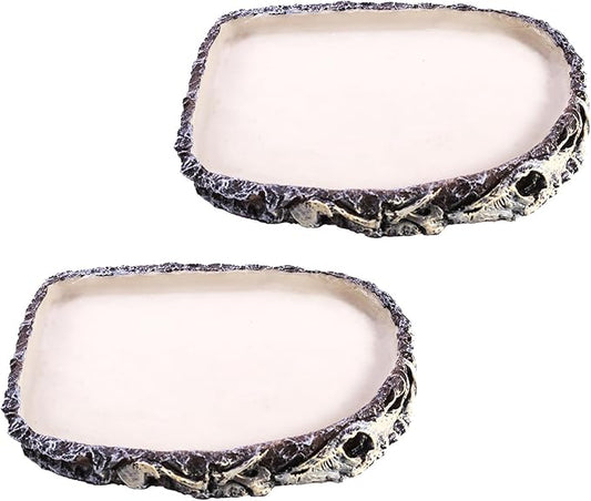 Tfwadmx 2 Pack Reptile Water Bowl, Reptile Feeding Dish, Bearded Dragon Water Dish, Turtle Feeding Bowl for Tortoises, Snakes, Lizards, Geckos, Chameleons