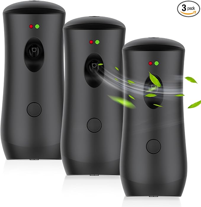 (3-Pack) Automatic Fragrance Dispenser Wall-mounted Aerosol Spray Air Freshener for Hotels, Home, Indoor, Offices, Schools, Restaurants, Commercial Place (001, Black)