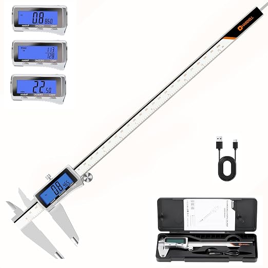 HARDELL Digital Caliper 12 Inch, Rechargeable All Metal Electronic Micrometer