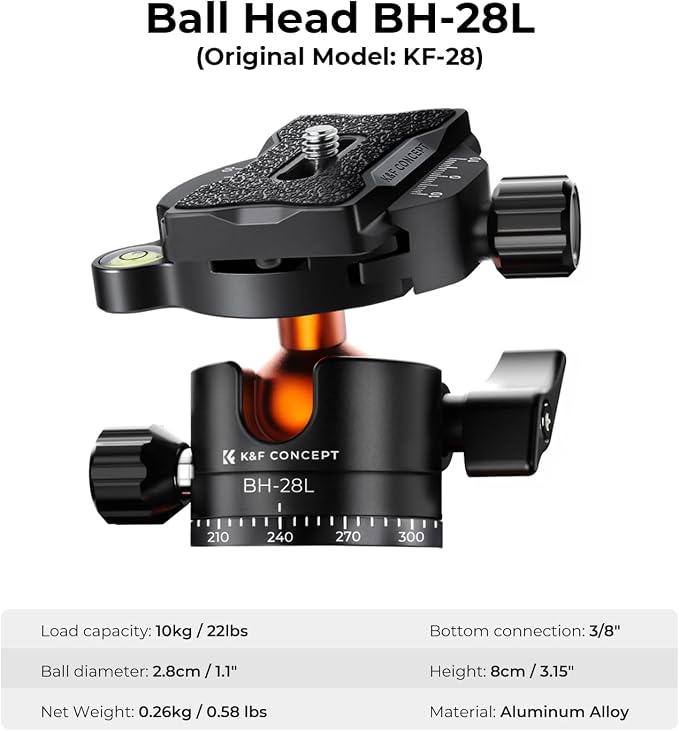 K&F CONCEPT 62" DSLR Camera Tripod, Lightweight and Compact Aluminum Detachable