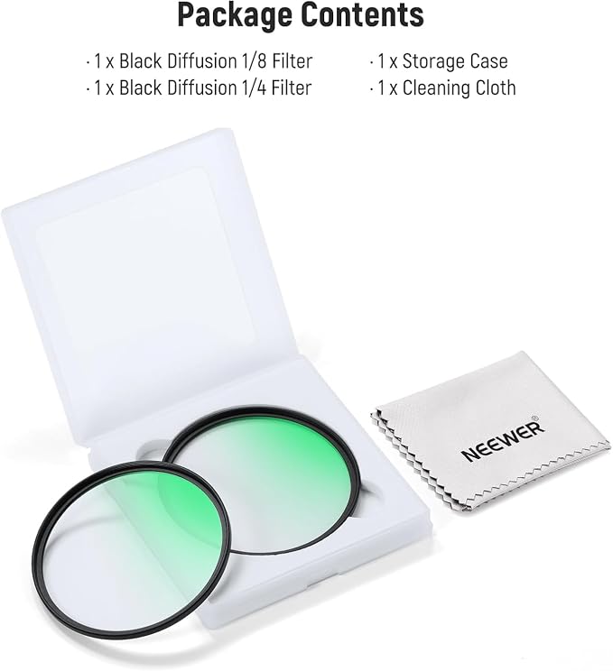 NEEWER 77mm 1/4 & 1/8 Black Diffusion Filter