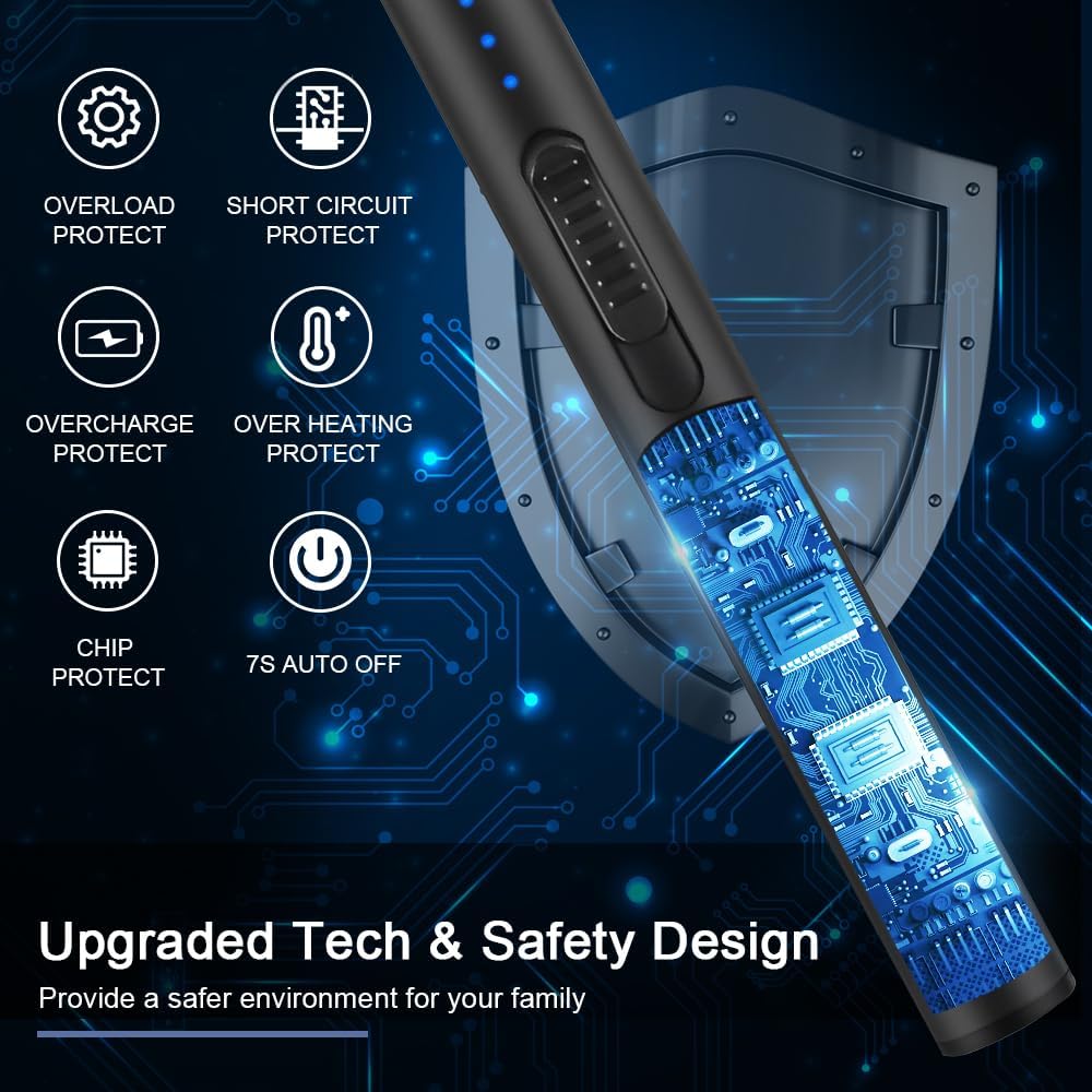 SUPRUS Electric Arc Lighter - Windproof & Flameless USB Rechargeable with Safety Lock | Black