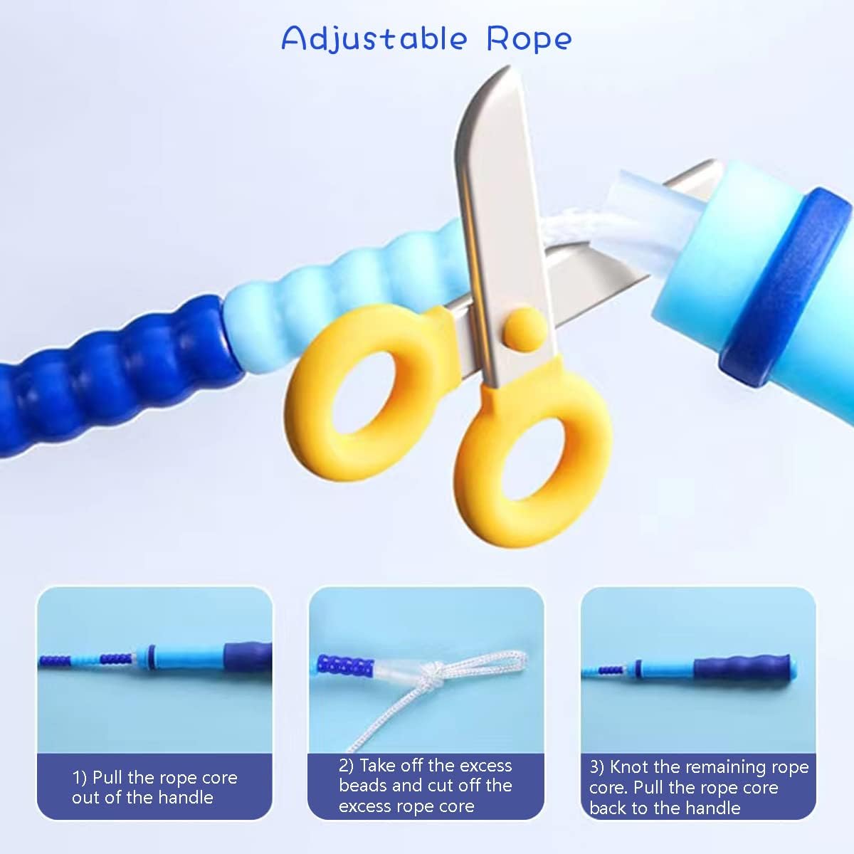 Soft Beaded Jump Rope by [Brand Name] | Adjustable Tangle-Free Skipping Rope for Kids & Adults - 9.2 Ft