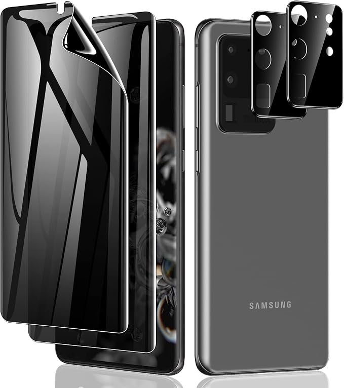 LYWHL 2+2 Pack for Samsung Galaxy S20 Ultra Privacy Screen Protector, Anti-Spy