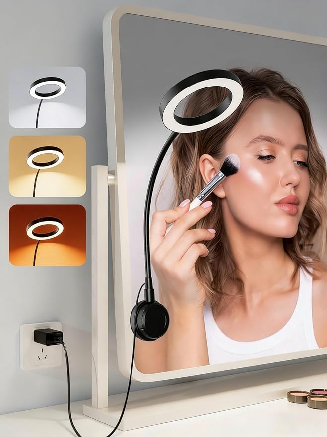 Suction Cup LED Vantiy Lights for Mirror, Flexible Gooseneck Stick on Selfie