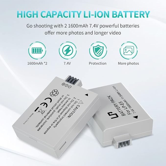 LP E5 Battery Pack, Rebel T1i, Rebel XSi, Kiss X3, Kiss X2, Kiss F Digital