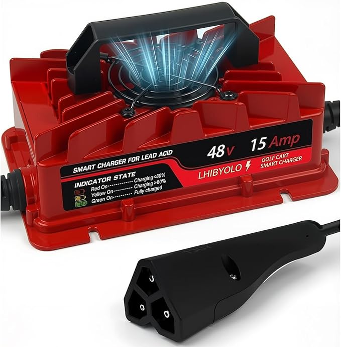48V Golf Carts Battery Charger for 15 AMP EZGO RXV & TXT, 4-6 Hours Full Charger, Club Car Charger 48 Volt,with 2008-Present EZGO RXV & 2014-Present TXT