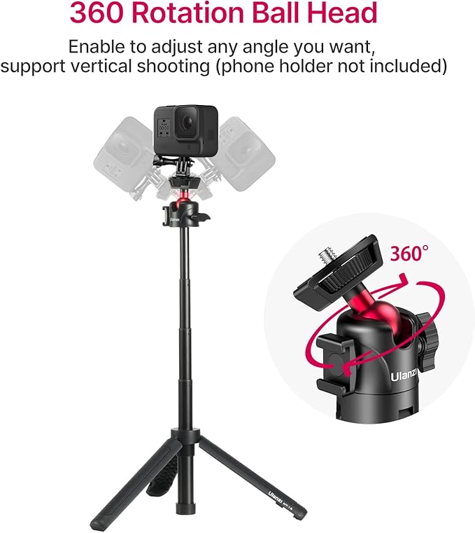 ULANZI MT-16 Extendable Mini Camera Tripod, 4 Levels Adjustment 360° Ball Head