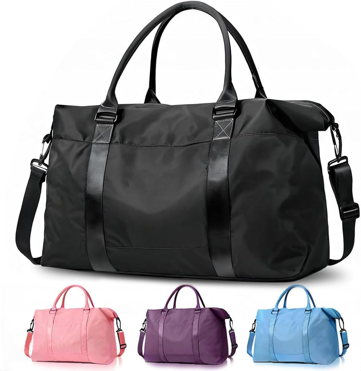 Skiennix Travel Duffle Bag - Versatile Weekender & Gym Bag with Trolley Sleeve | Black