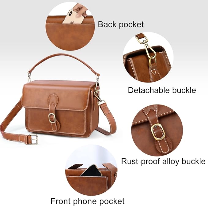 Cwatcun Camera Shoulder Bag Compact Camera Case Waterproof Retro Compatible