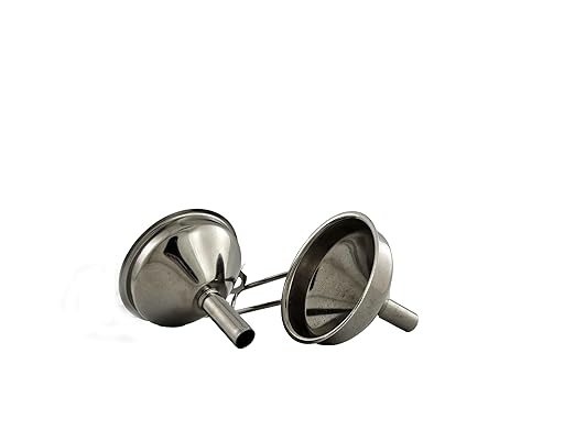 Fox Run Metal Kitchen Funnels, Set of 2 Mini 2" Wide Bottle Funnels, Stainless Steel
