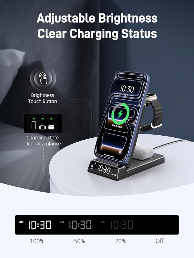 3 in 1 Charging Station for Apple, ELECDOV Magnetic Charger for iPhone