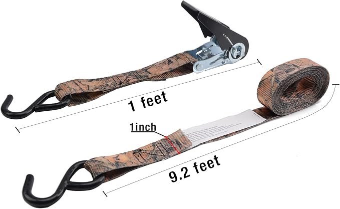 XSTRAP STANDARD Ratchet Straps, 900 LB Break Strength, 8-Pack 10FT Ratchet Tie Down Straps Set for Motorcycle Straps Tie Downs, Appliances, Lawn Equipment, Logistic Cargo Straps for Trucks(Camouflage)