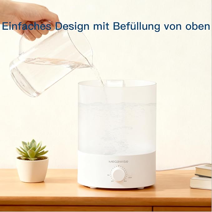 MEGAWISE 3.5L Cool Mist Humidifier – Ultra-Quiet Ultrasonic Vaporizer with Top-Fill Design, Essential Oil Diffuser, 7-Color Night Light & Auto Shut-Off