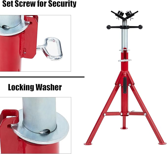 PioneerWorks V-Head Pipe Stand - 2-Ball Transfer - 2500 lb Capacity - Adjustable Height 20-52 Inch, Folding Pipe Jack Stand for Welding Pipe Threading（Pipe Jacks*2