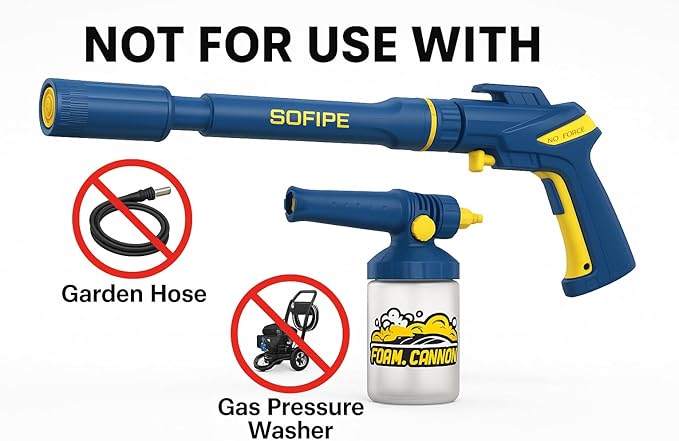 5-in-1 Pressure Washer Gun with Foam Cannon, Built-in 5 Spray Nozzles, M22-14 & M22-15 Adapters, 3/8" Quick-Connect Adapter – Power Washer Gun for Car & Home Cleaning
