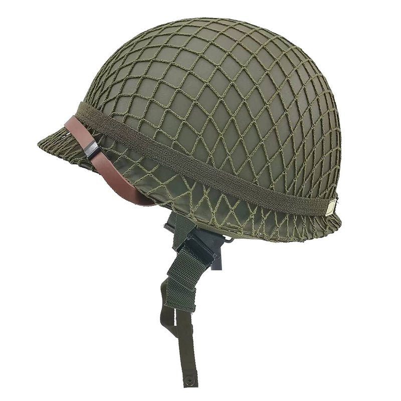 WWII US WW2 Army M1 Green Helmet Steel Shell with Net/Canvas Chin Strap