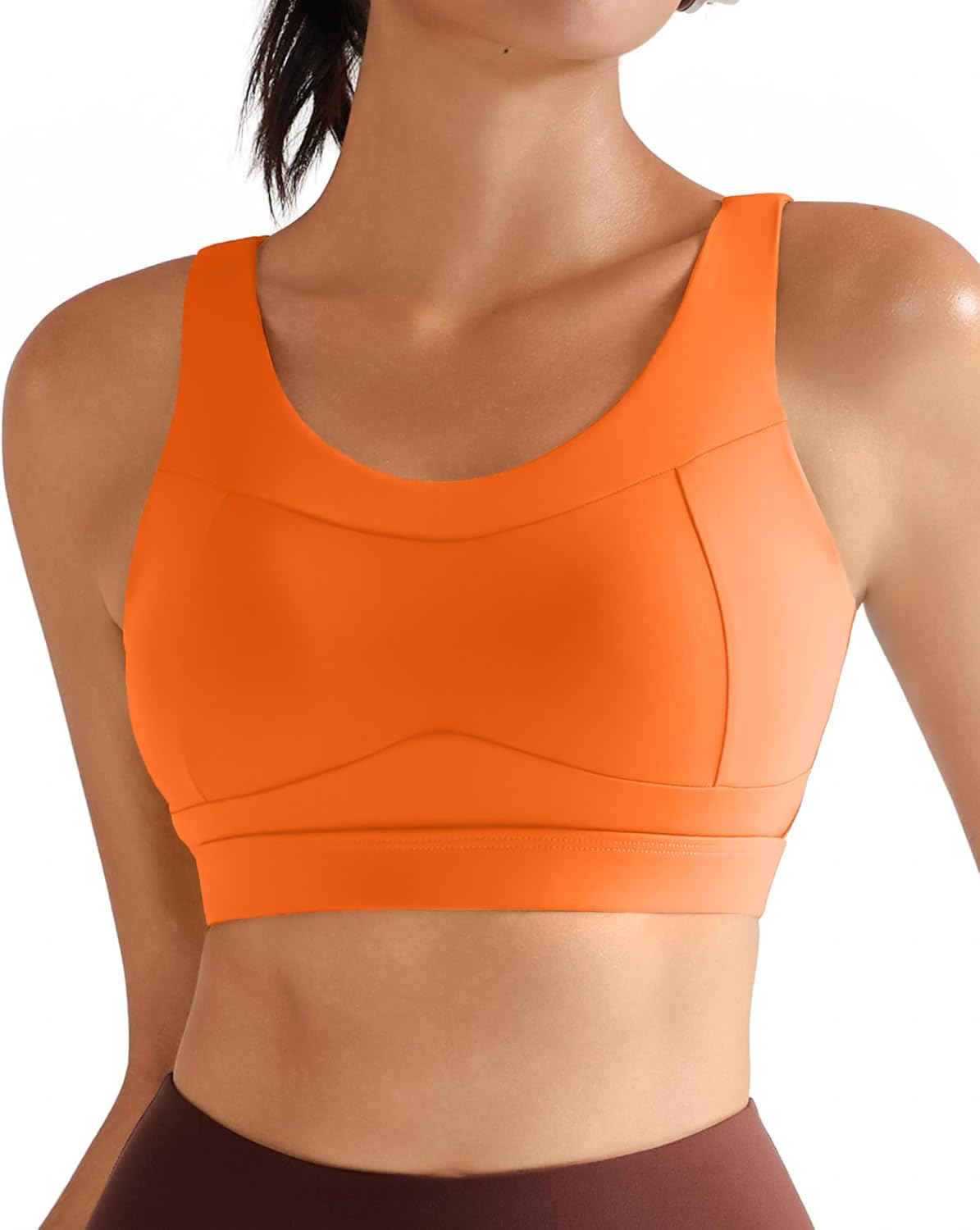 RUNNING GIRL High Impact Sports Bra - Racerback Workout Crop Top for Women | Push-Up Longline Design