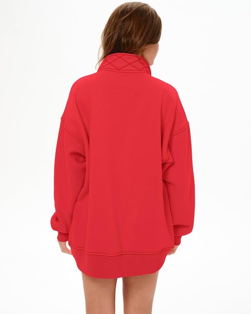 Gacaky Women's Oversized Sweatshirt - Casual Button Henley Neck Long Sleeve Fleece Pullover | Fall Fashion Top