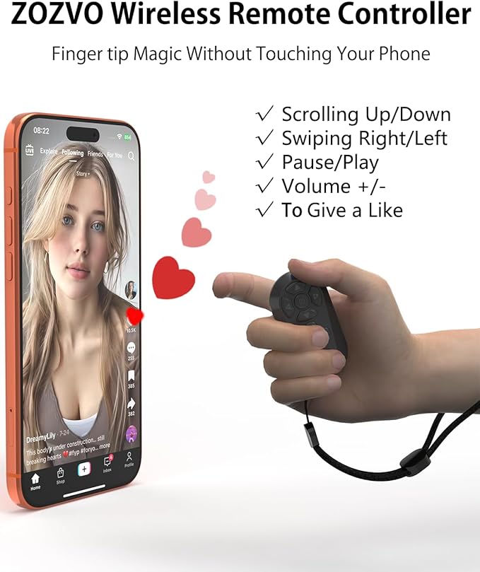 Wireless Remote Controller for iOS/Android Bluetooth Remote Control for TikTok