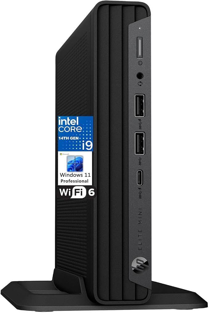 HP Elite Mini 800 G9 Elite Desk Business Desktop Computer, 14th Gen Intel 24-Core i9-14900T up to 5.5GHz, 32GB DDR5 RAM, 1TB SSD, WiFi 6, Bluetooth, Keyboard Included, no Mouse, Windows 11 Pro