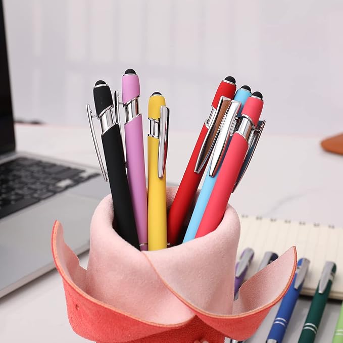 Oddmoal Ballpoint Pen with Stylus Tip, Soft Touch Click Metal Pen, 1.0mm Medium
