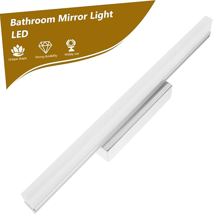 LED Bathroom Mirror Front Light with Stainless Steel Base Waterproof Anti-Fog Vanity Lamp for Wall Mount Modern Design for Makeup and Grooming