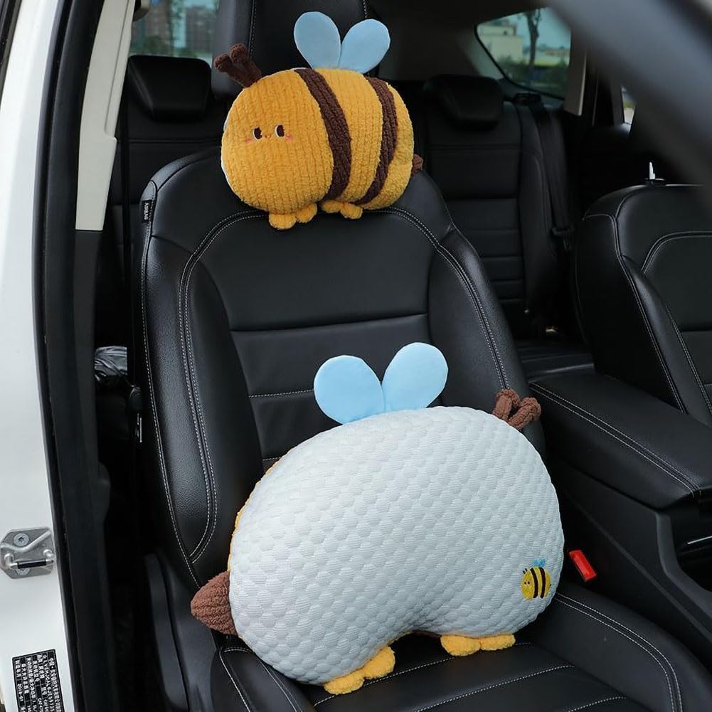 Bee-Shaped Car Lumbar Pillow Back Support Pillow for Car -1 PCS