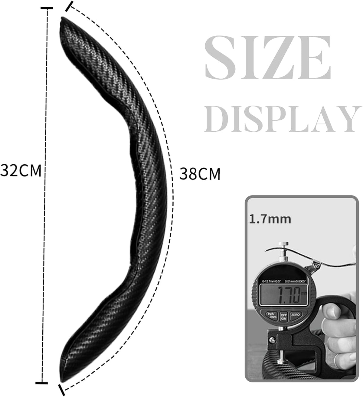 Carbon Fiber Steering Wheel Cover 3pcs Grip 15 inch Universal Black