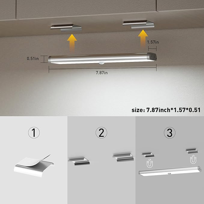 Under Cabinet Lighting,Rechargeable Motion Sensor Light Indoor Night Lights with Remote,58LED RGB under cabinet lights Bar,15Colors Wireless Under Counter Light Closet Lights for Kitchen,Stair