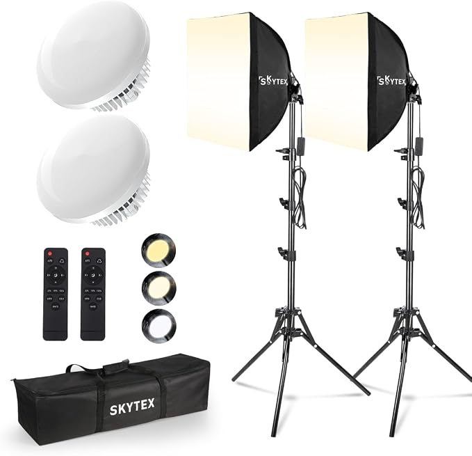 Skytex Softbox Lighting Kit 16x16in Soft Box 2Pack Upgrade 135W 2700-6400K