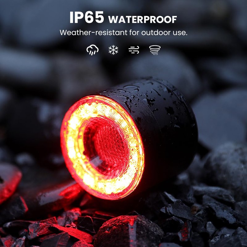 WSDCAM Smart Bike Tail Light with 7 Colors 15 Modes, Auto ON/OFF Colorful Bike Lights for Night Riding, Ultra Bright Brake Light Rechargeable Bicycle Rear Lights, Waterproof Cycling Safety Accessories