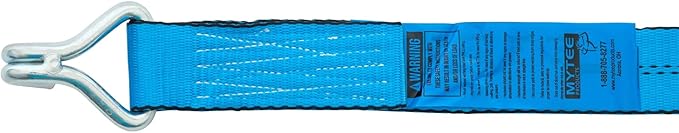 Mytee Products 4 Pack 2 inch x30 ft Heavy Duty Ratchet Straps with Double J Hooks - 10,000 Lbs Breaking Strength Blue Tie Down Straps w/Wire Hooks for Industrial Use, Trailers, Truck Cargo