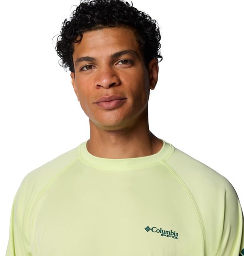 Columbia Men's Terminal Tackle Long Sleeve Shirt, Spring Yellow/Midnight Teal Logo, XX-Large
