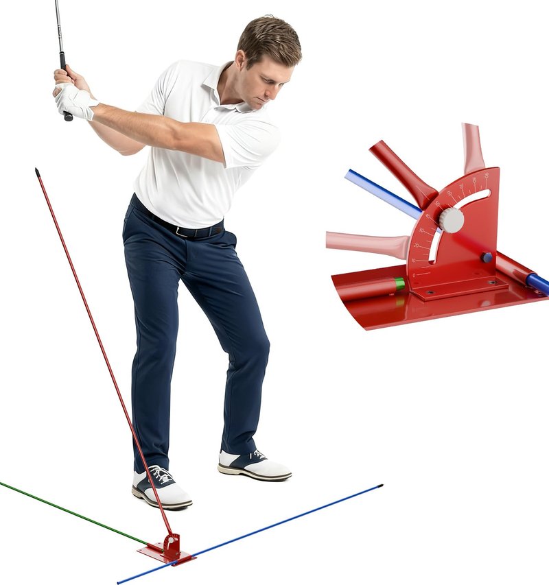Zcoorey Golf Alignment Stick Holder - Metal Golf Alignment Sticks, Three-Hole Holder, Golf Swing Trainer with Training Manual, Golf Training Aid for Swing Plane & Swing Path