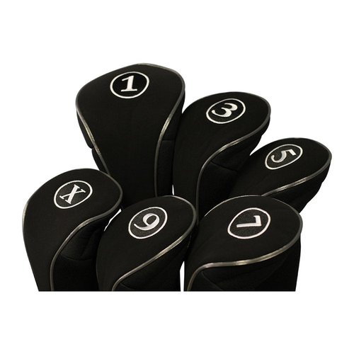 Black Golf Zipper Head Covers Driver 1 3 5 7 9 X Fairway Woods Headcovers Metal Neoprene Traditional Plain Protective Covers Fits All Fairway Clubs