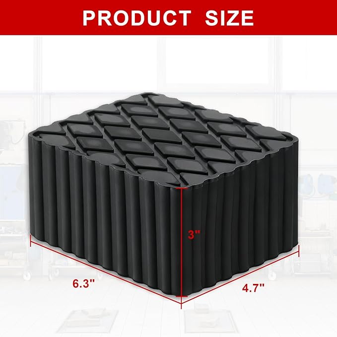 4 Pack Solid Floor Jack Rubber Blocks Pad, Universal Non-Slip Jack Lift Pads for Cars, SUVs and Light Trucks, 12000lbs Loading Capacity, 6-3/8" x 4-3/4" x 3"