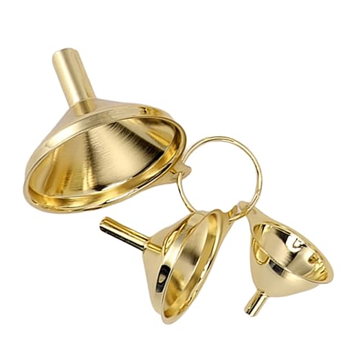 Majatou 3 Pieces Gold Stainless Steel Funnel, Kitchen Funnel Set for transferring Essential Oils, Liquids, Liquids, Dry Powders, and Kitchen Gold funnels