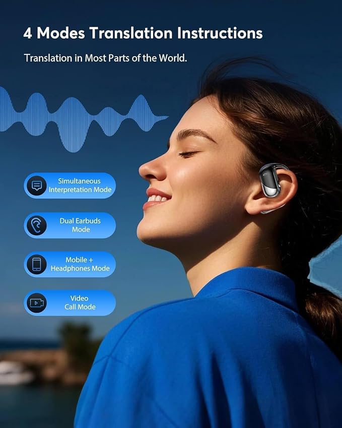 AI Real-Time Translation Earbuds, 198 Languages Two-Way Translator Headphones