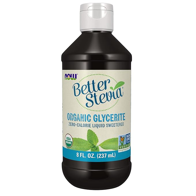 NOW Foods BetterStevia Organic Glycerite Zero-Calorie Liquid Sweetener Keto Friendly, Suitable for Diabetics, No Erythritol, 8-Ounce