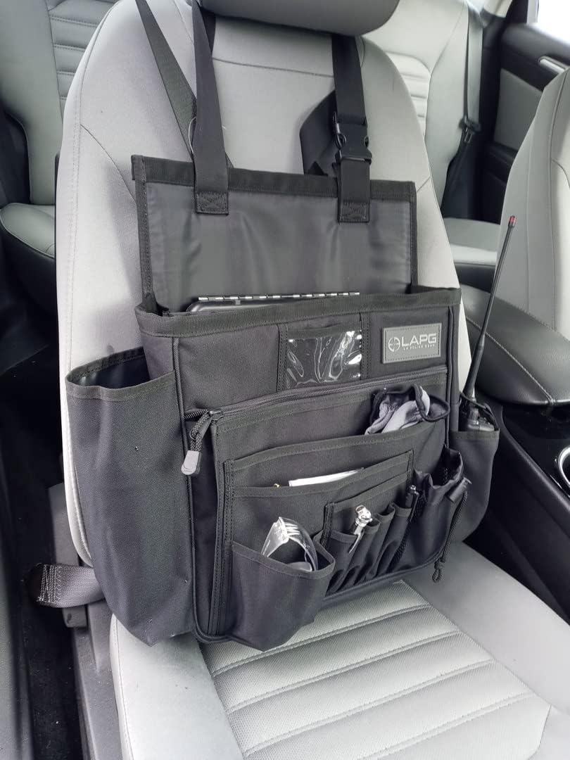 LA Police Gear Patrol Car/Truck Seat Gear Organizer Bag, Durable Tactical Portable Front Seat Squad Car Duty Gear Organizer