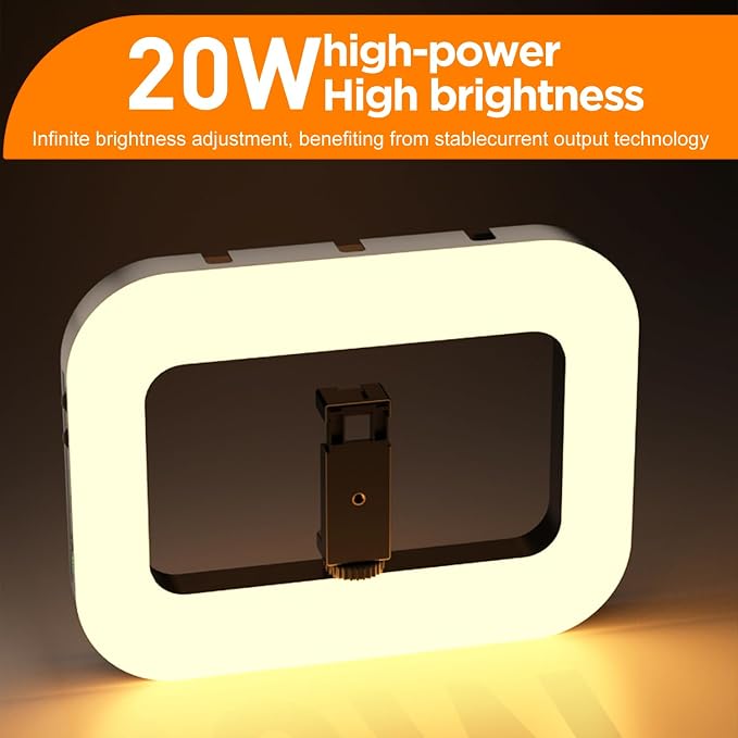 20W Ring Video Light with 8000mAh Built‑in Battery & 80inch Tripod 3H Max