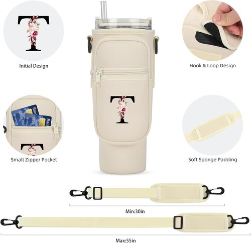 GOEWY Water Bottle Carrier Bag - Adjustable Neoprene Pouch for Stanley 40 oz Tumbler | Phone Pocket Included