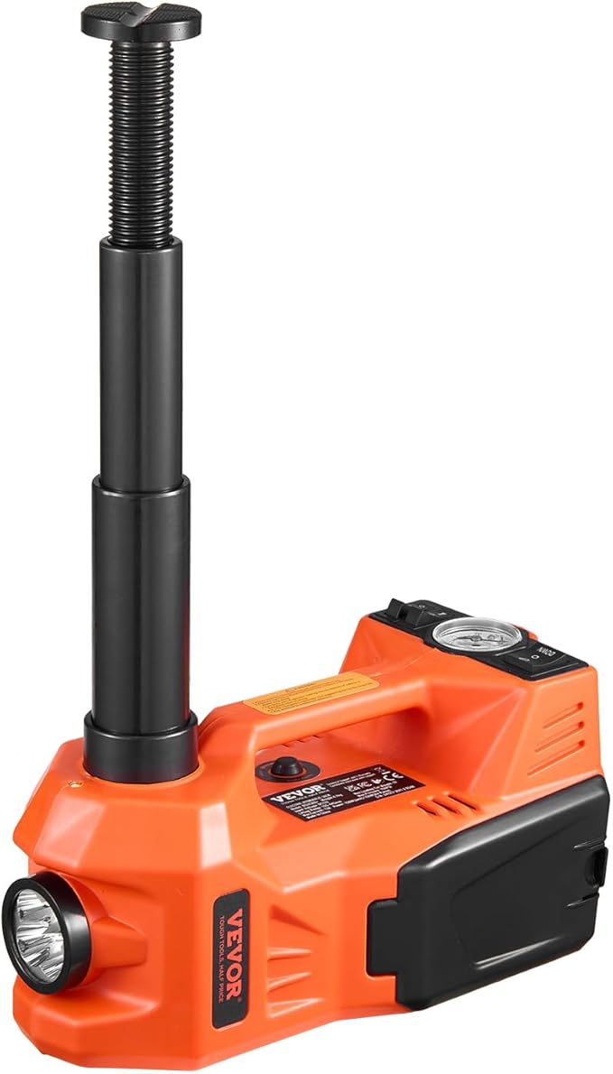VEVOR Electric Car Jack, 5 Tons /11000 lbs, Electric Scissor Jack with Built-In Inflator, 12V Adjustable Tire Change Replacement with Secure Hammer & LED Light, Portable Jack kit for Sedan, SUV, Truck