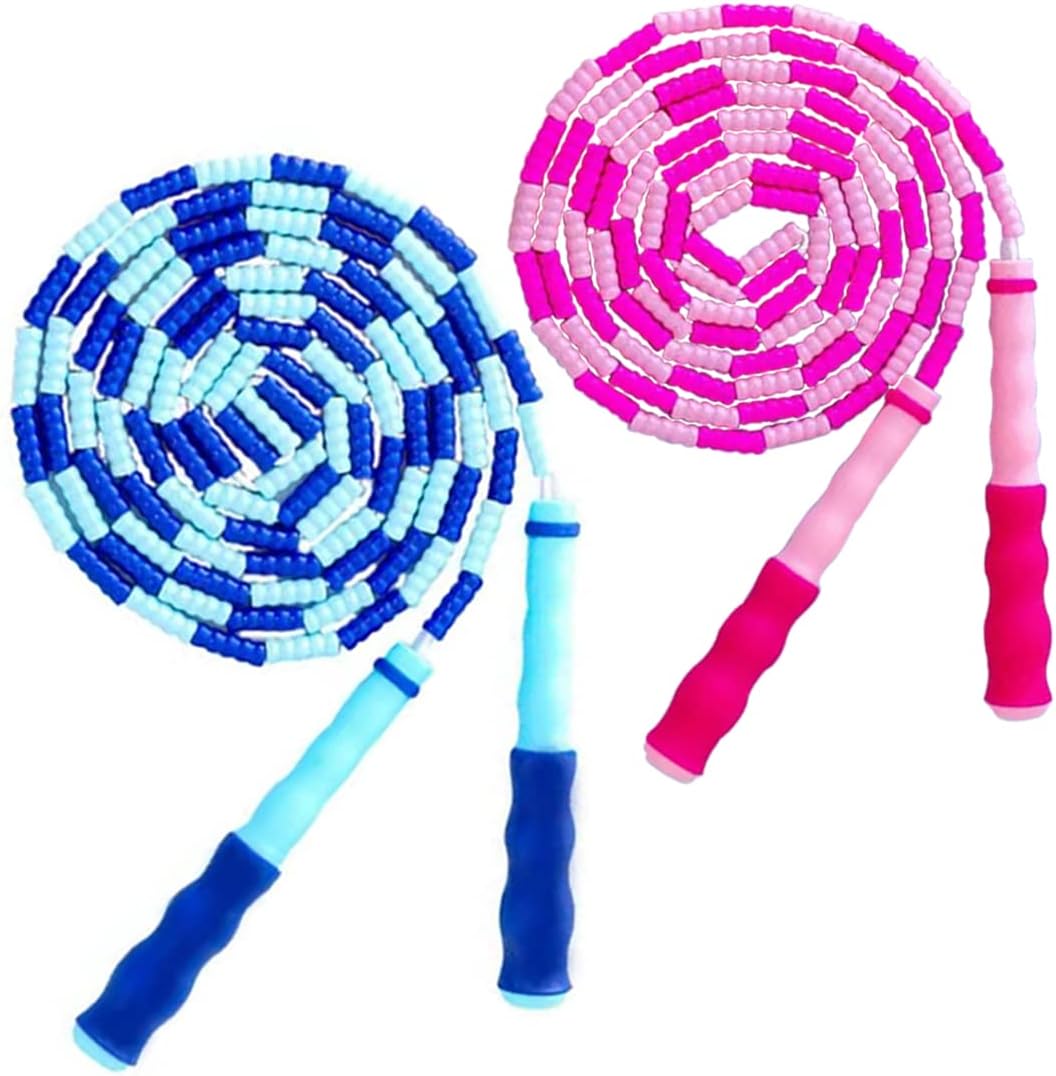 Soft Beaded Jump Rope by [Brand Name] | Adjustable Tangle-Free Skipping Rope for Kids & Adults - 9.2 Ft