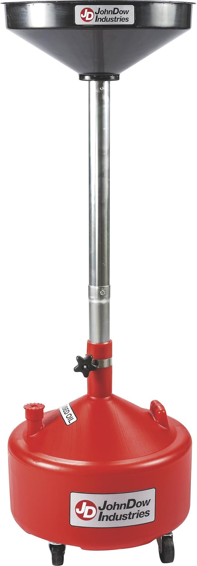 JohnDow Industries JDI-8DCP 8 Gallon Poly Portable Economy Oil Lift Drain, JDI-8DCP for Changing Oil, Adjustable Height 48 in. to 67 in, with Wheels for Easy maneuverability Around The Shop.