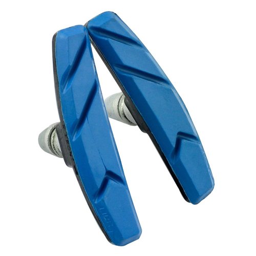 AHL 2pairs Complete Sport Bike Brake Shoes Bicycle Brake Pads Set,69mm for Cruiser MTB Mountain Bicycle Universal V-Brake Blocks with Hex Nut and Shims, No Noise No Skid (Blue)